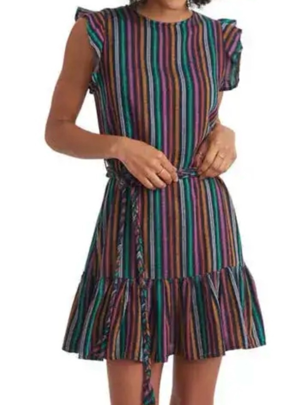 Marine Layer Multicolor Striped Tie-Waist Mini Dress